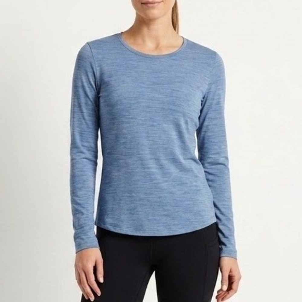 Segments Womens Size Medium 100% Merino Wool Long Sleeve Top Heather Blue